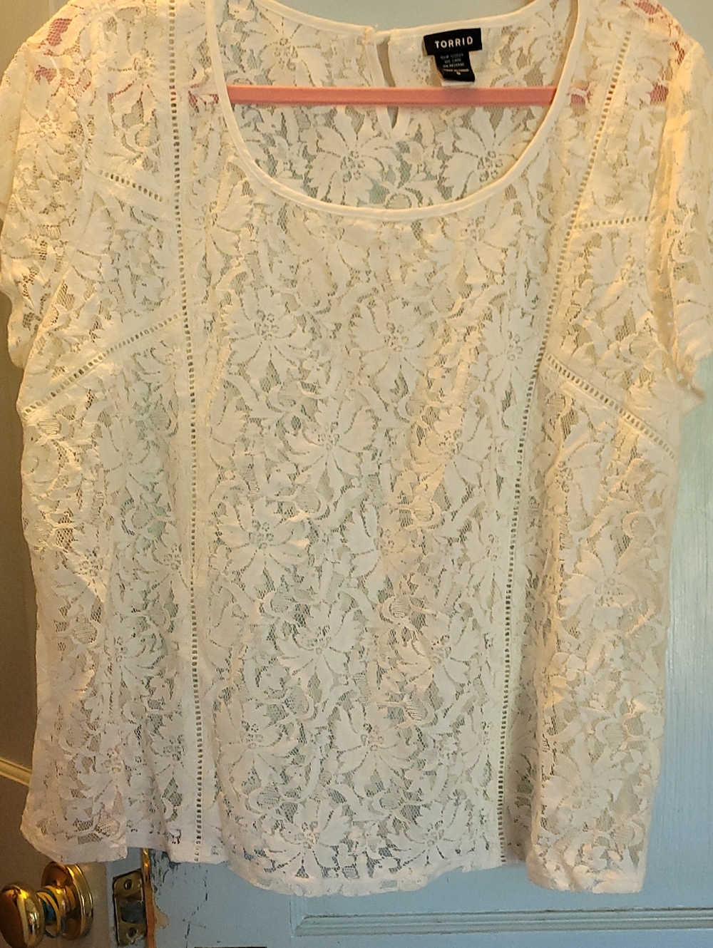 torrid Ivory Lace Floral Short Sleeve Top